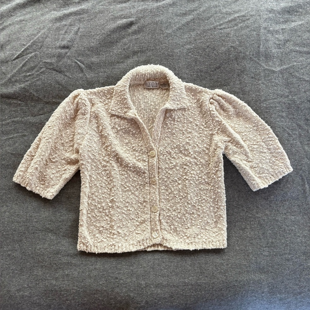Vintage 80’s Cotton Boucle Cardigan - Picture 1 of 5